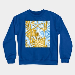 Bold abstract kaleidoscope in blue and beige Crewneck Sweatshirt